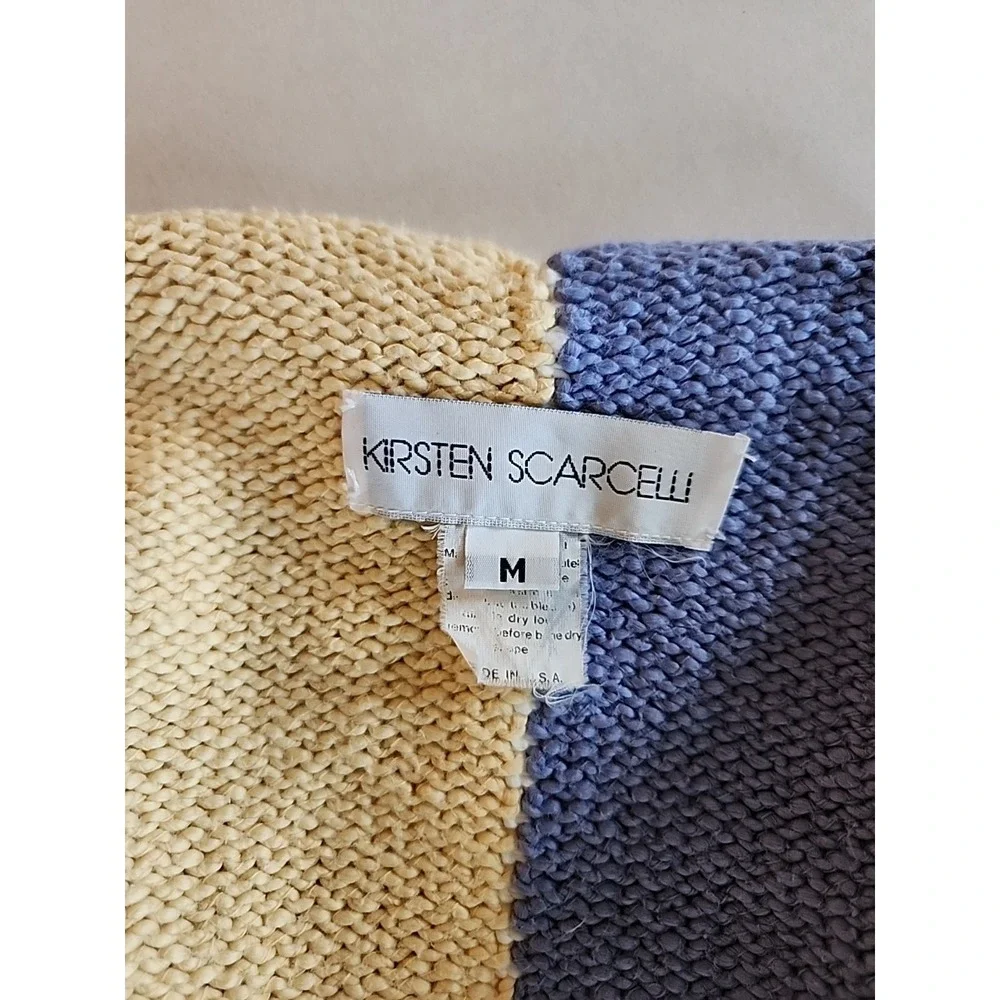 VTG Womens Boxy Pullover Sweater M Roll Neck‎ Pastel Colorblock Cottage Coastal